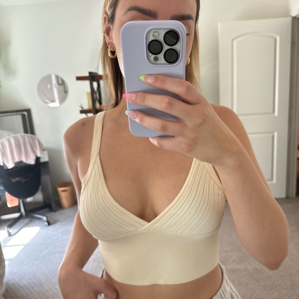 Cream tank crop top